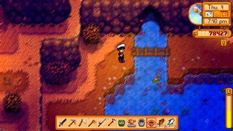 Panning Spots are identified by sparkling patches floating in the river. . Copper pan stardew